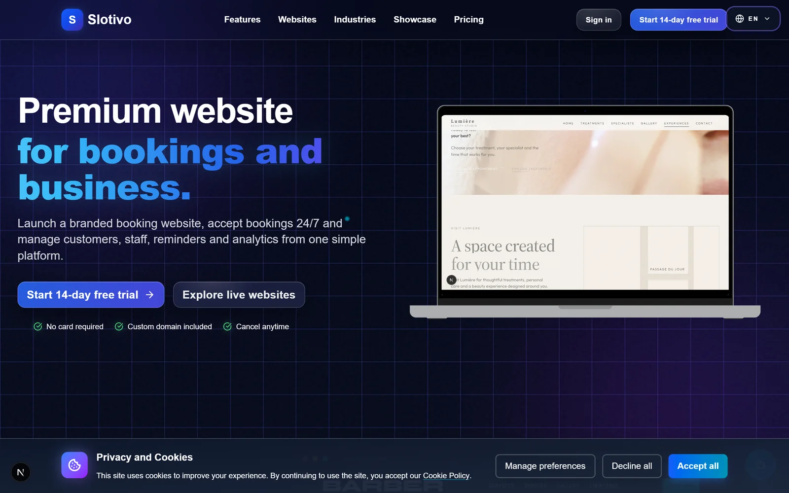Slotivo website, desktop view